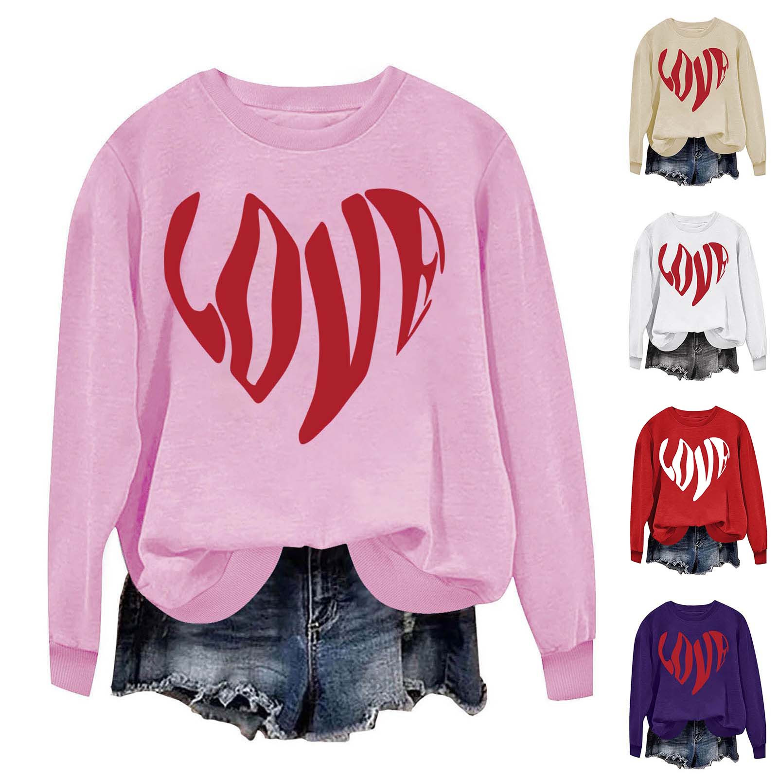 DDAPJ pyju Valentines Day Sweatshirt for Women Cute Heart Print Long ...