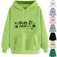 thumbnail image 1 of VBTAPA St. Patrick's Day Sweatshirt for Women Cute Gnome Print Long Sleeve Drawstring Hooded Sweatshirt Irish Lucky Clover Print Pullover Tops Deals of the Day White L, 1 of 6