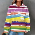 thumbnail image 1 of DDAPJ pyju Waffle Knit Hoodie for Women Rainbow Printed Hooded Sweatshirt Lightweight Drawstring Pullover Hoodies Loose Casual Textured Sweatshirts with Kangaroo Pocket Multicolor#1 M, 1 of 6