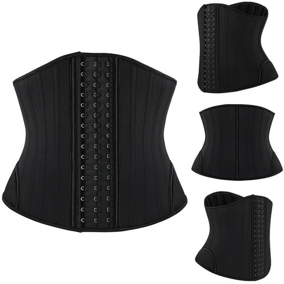 DDAPJ pyju Waist Trainer for Women Underbust Waist Cincher Corset Sport Girdle Hourglass Body Shaper with Adjustable Hooks Black L