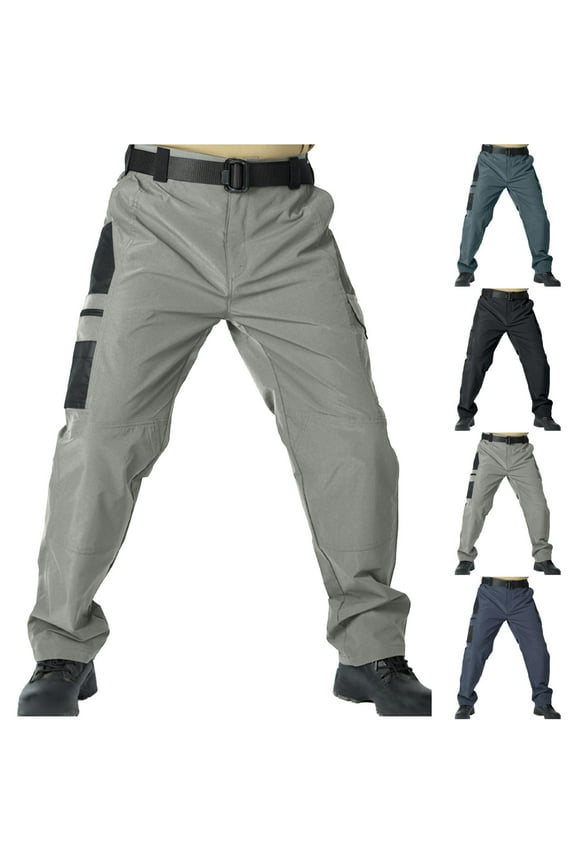 Waterproof Cargo Pants for Men Quick Dry Lightweight Hiking Fishing Pants Outdoor Tactical Work Pants with Multi Pockets Green L