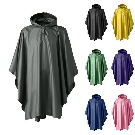 DDAPJ pyju Waterproof Rain Poncho for Men and Women Reusable Raincoats with Drawstring Hood Camping Hiking Travel Black XXL