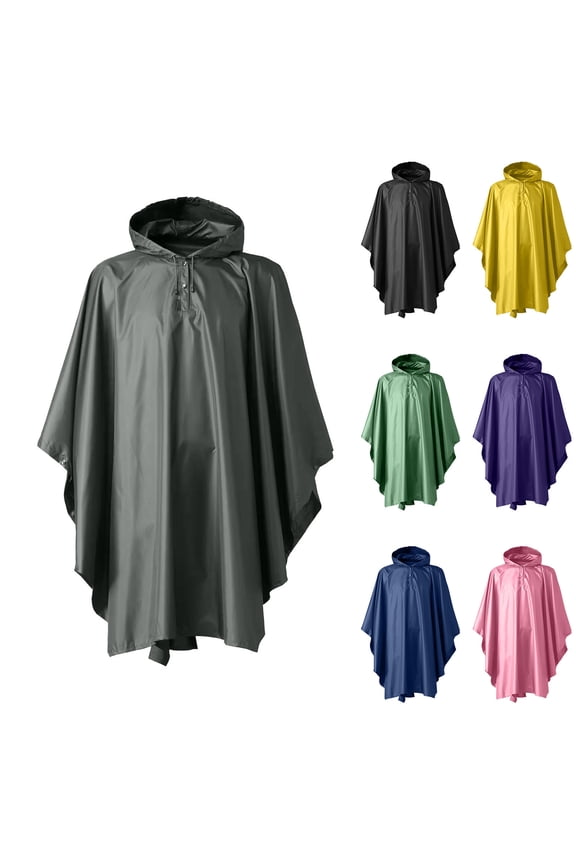 Waterproof Rain Poncho for Men and Women Reusable Raincoats with Drawstring Hood Camping Hiking Travel Blue M