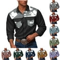 thumbnail image 1 of DDAPJ pyju Western Cowboy Shirts for Men Long Sleeve Camo Work Shirt Relaxed Fit Casual Button Down Shirts with Double Pockets Wine L, 1 of 8