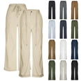 thumbnail image 1 of DDAPJ pyju Wide Leg Sweatpants for Women Cargo Pants Drawstring High Waisted Sweat Pants Baggy Casual Long Pants with Pockets White L, 1 of 7
