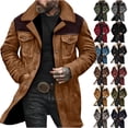 thumbnail image 1 of DDAPJ pyju Winter Jackets for Men Big and Tall Plush Collar Zip Up Suede Jacket Fleece Lined Thick Thermal Long Coat with Pockets Brown L, 1 of 7