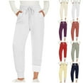 thumbnail image 1 of DDAPJ pyju Winter Sweatpants for Women Fleece Lined Joggers Drawstring Waist Cinch Bottom Lounge Athletic Trousers with Pockets Navy L, 1 of 4