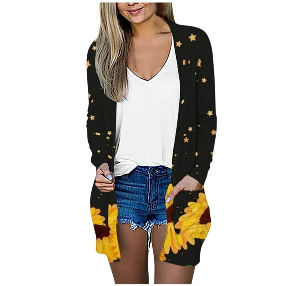 DDAPJ pyju Women Fashion Cardigan 2023,Lightweight Open Front Long Sleeve Drape Cardigans Marble Print Casual Kimono Tops Fall Winter Thin Coats with Pockets