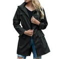 thumbnail image 1 of DDAPJ pyju Women Lightweight Waterproof Rain Jacket,Outdoor Hooded Windbreaker Mid-length Elastic Waist Raincoats Drawstring Zip up Travel Coats with Pockets, 1 of 8