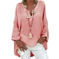 thumbnail image 1 of DDAPJ pyju Women Long Cotton Linen Blouses,Split V-neck Casual Blouse Lightweight Gauze Shirts Vintage Solid Longshirt Plus Size Loose Draped Tops Comfy Maternity Shirt, 1 of 3