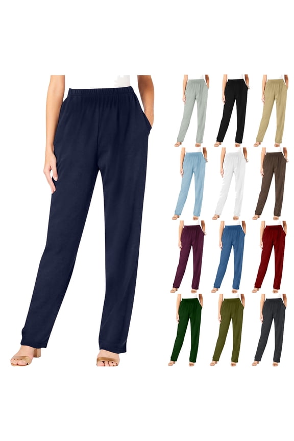Women Long Dress Pants High Waisted Work Pants Dressy Casual Straight Leg Pull On Trousers Dark Gray L