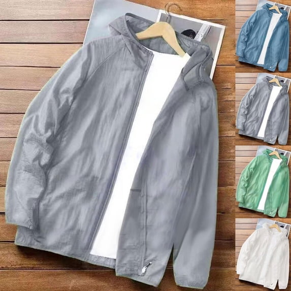 DDAPJ pyju Women Men Sun Protection Hooded Jacket Plus Size Full Zip Windbreaker Outdoor Hiking Cycling Athletic Jackets Green XXL