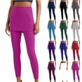 thumbnail image 1 of DDAPJ pyju Women Tennis Skirted Leggings High Waisted Ankle Length Yoga Leggings with Skirts Outdoor Sport Workout Hiking Clothing Hot Pink M, 1 of 8