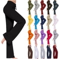 thumbnail image 1 of DDAPJ pyju Women Wide Leg Yoga Pants High Waisted Drawstring Lounge Trousers Buttery Soft Flare Leggings with Pockets ZA-Dark Blue#petite yoga pants for women M, 1 of 8