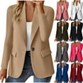 thumbnail image 1 of DDAPJ pyju Women's 2025 Fall Casual Blazers Long Sleeve Notched Lapel Open Front Button Work Blazer Jackets Prime Sales of The Day Wine XXXL, 1 of 7