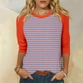 thumbnail image 1 of DDAPJ pyju Women's 3/4 Sleeve Raglan Striped T Shirt Color Block Print Casual Baseball Tee Shirts Loose Fit Mid-length Crewneck Tee Tops Hot Pink S, 1 of 5