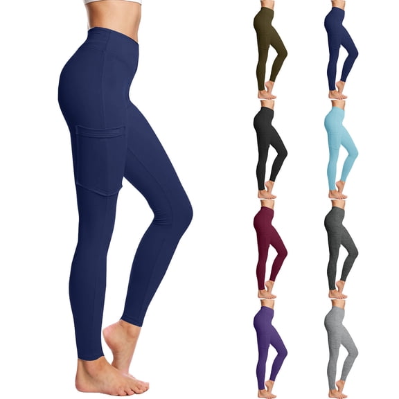 DDAPJ pyju Women's Buttery Soft Yoga Pants Tummy Control High Waist Workout Leggings with Pocket Black L
