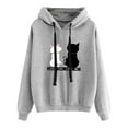 thumbnail image 1 of DDAPJ pyju Women’s Casual Hoodies 2023 Fall Fashion,Drawstring Long Sleeve Drop Shoulder Pullover Tops Loose Fit Cozy Hooded Sweatshirt Cat Print Cute Hoodie for Girls Teens Y2K Clothes, 1 of 6