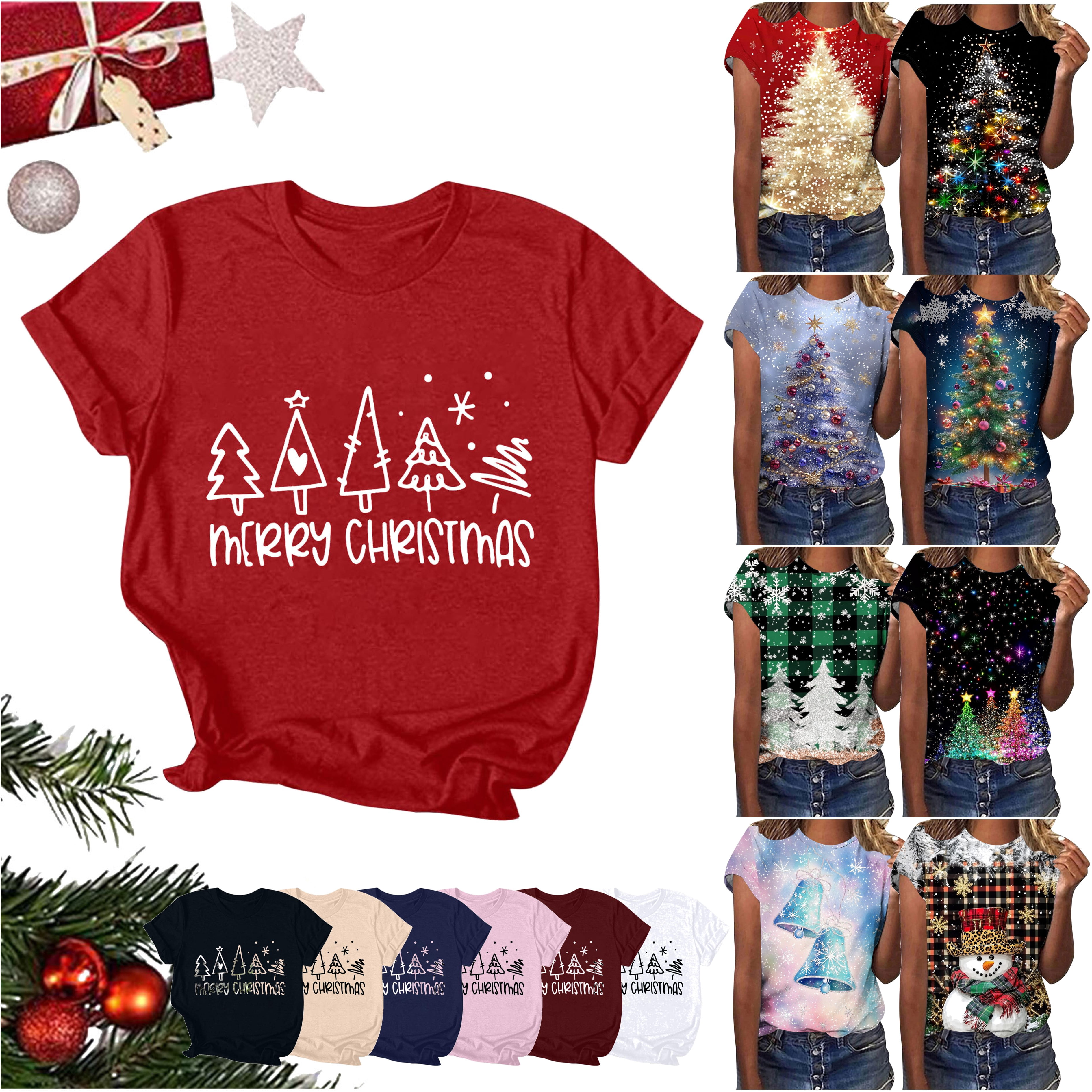 DDAPJ pyju Women's Christmas Tree TShirt Merry Christmas Shirts — free download