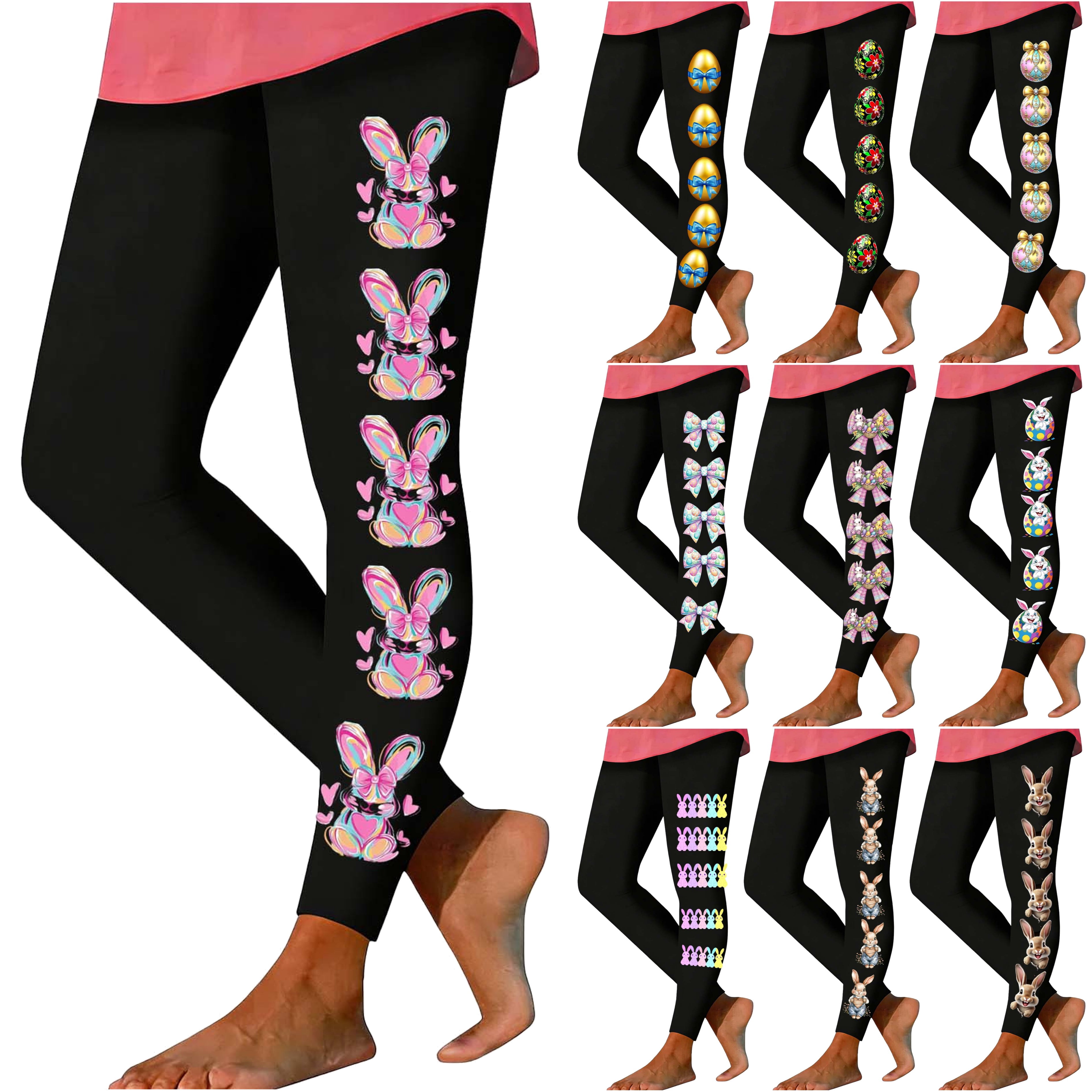 DDAPJ pyju Women's Easter Printed Leggings High Waist Tights Trendy ...
