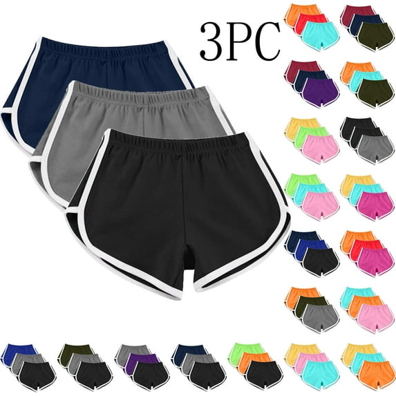 DDAPJ pyju Women's Elastic Waist Biker Shorts 3 Piece Running Workout Yoga Shorts Clearance Sales Prime Today Black XXXL