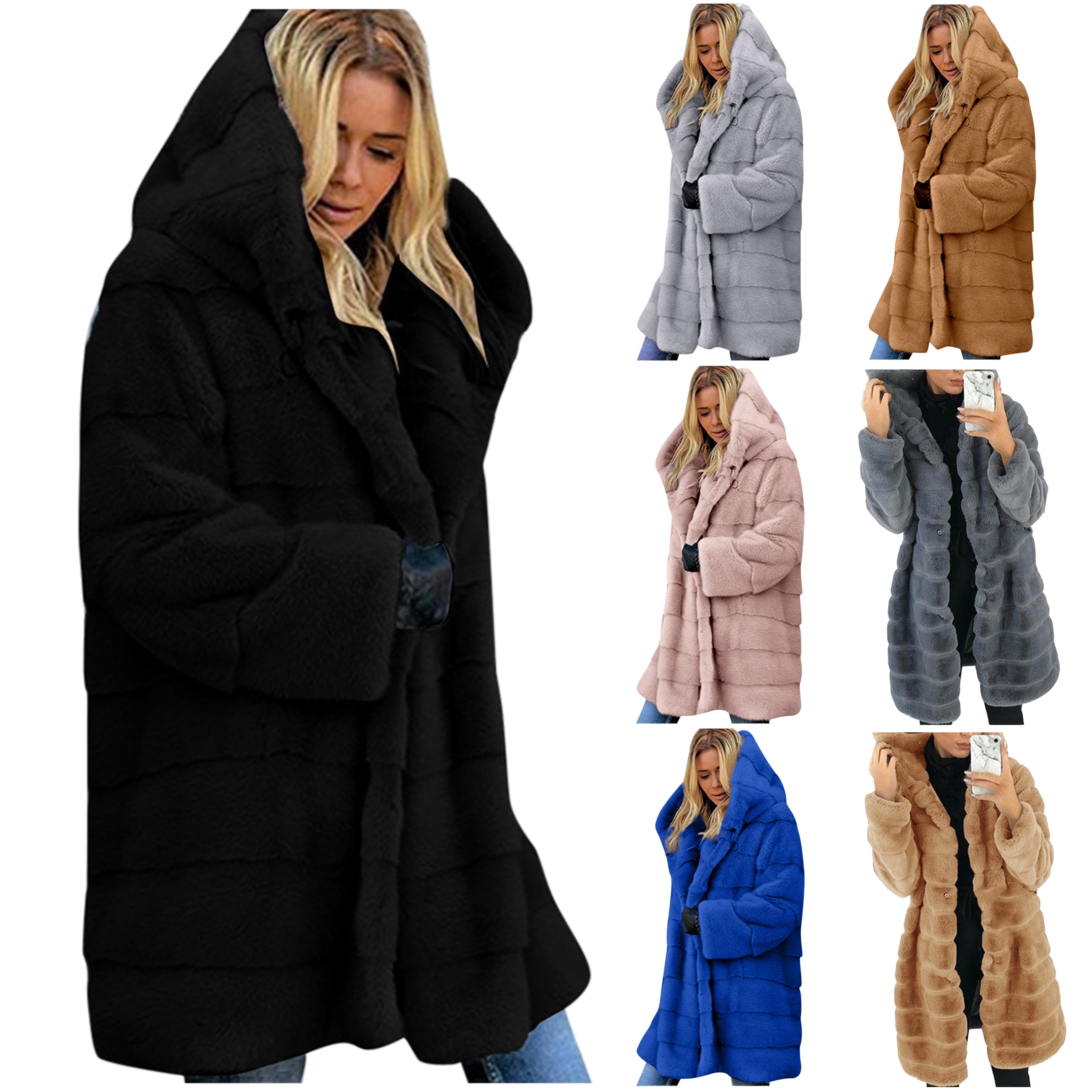 DDAPJ pyju 2024 Clearance Winter Coats for Women,Warm Thick Faux