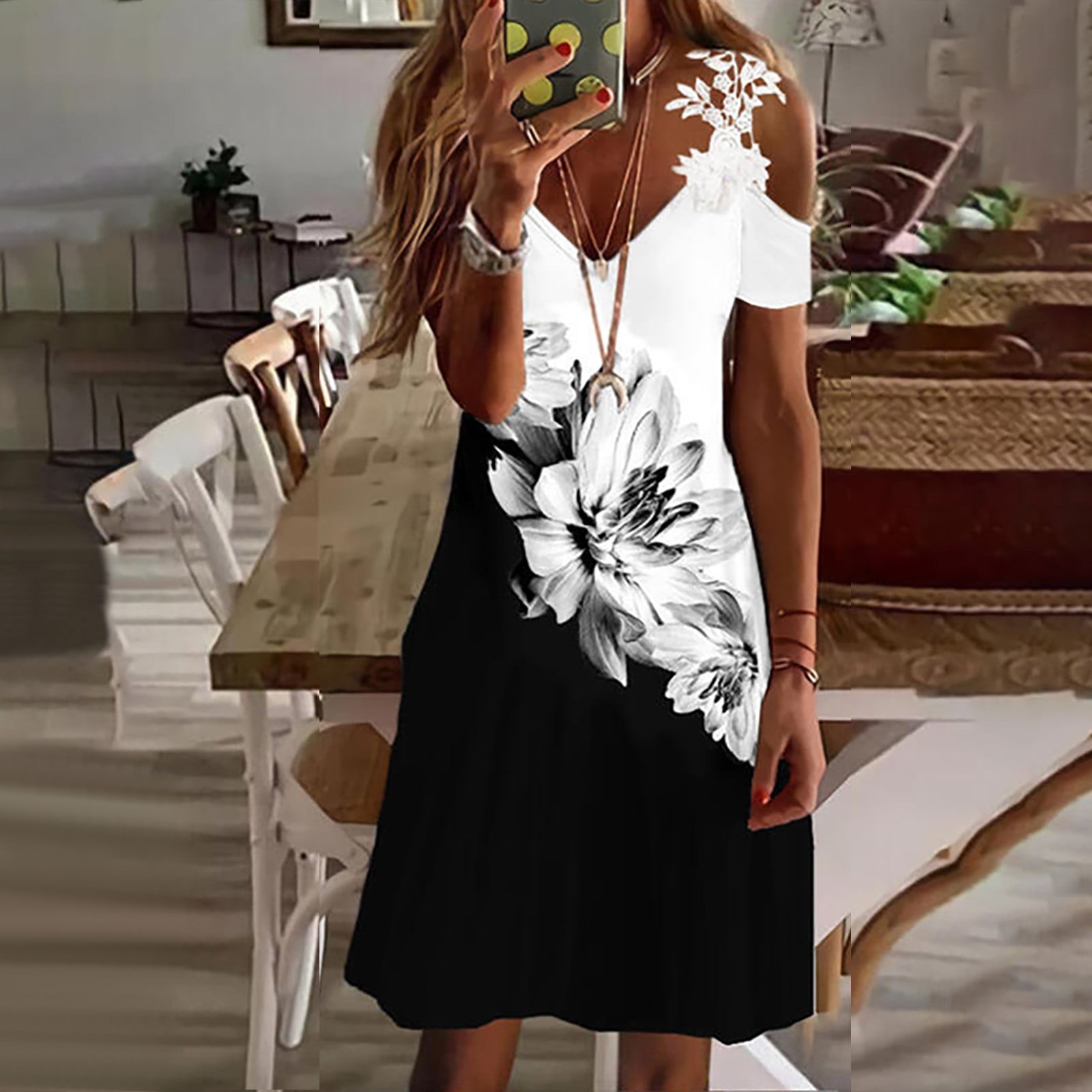 DDAPJ pyju Women's Floral Printed Cold Shoulder Lace Strap Midi Dress Summer Casual Beach Vacation Dresses Flowy Sundresses Vestidos de verano para mujer Gray XXL - Walmart Business Supplies DDAPJ pyju Women's Floral Printed Cold Shoulder Lace Strap Midi Dress Summer Casual Beach Vacation Dresses Flowy Sundresses Vestidos de verano para mujer Gray XXL - Walmart Business Supplies