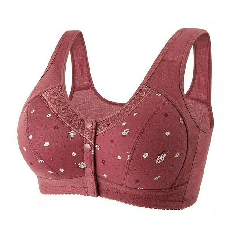 Front Closure Wireless Bras for Women,Casual Plus Size Bras Seniors Older  Women Front Button Shaping Cup Comfy Nursing Bra