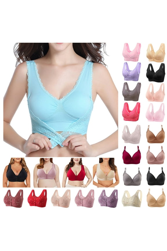 Women's Front Closure Bras 2025 ,Wireless Breathable Comfort Hook Underwear Push Up Back Support Posture Brassiere Full Coverage Everyday Sport Bras