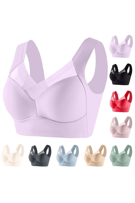Women's Full Coverage Mesh Bras No Underwire Sports Bra Breathable High Impact Support Bralettes Padding Lift Up Workout Vest Bralette Limited Time Sales 2025 Black XXXL