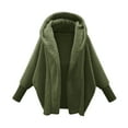 thumbnail image 1 of DDAPJ pyju Women's Fuzzy Fleece Jacket ,Fall Winter Open Front Hooded Draped Cardigan Coat Casual Long Sleeve Sherpa Jackets with Ribbed Cuffs, 1 of 6