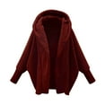 thumbnail image 1 of DDAPJ pyju Women's Fuzzy Fleece Jacket ,Fall Winter Open Front Hooded Draped Cardigan Coat Casual Long Sleeve Sherpa Jackets with Ribbed Cuffs, 1 of 6