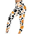 thumbnail image 1 of DDAPJ pyju Women's Halloween Pumpkin Leggings Novelty Holiday Tights Buttery Soft High Waisted Yoga Pants 4 Way Stretch Workout Bottoms Lightweight Casual Milk Silk Legging Clearance Multicolor#2 L, 1 of 4
