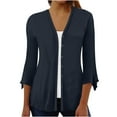 thumbnail image 1 of DDAPJ pyju Women's Lightweight Cardigan 2023 Fall Fashion,3/4 Ruffle Sleeve Open Front Solid Basic Button Shirts Dressy Casual Drape Kimono Loose Flowy Cover Ups Plus Size, 1 of 3