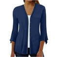 thumbnail image 1 of DDAPJ pyju Women's Lightweight Cardigan 2023 Fall Fashion,3/4 Ruffle Sleeve Open Front Solid Basic Button Shirts Dressy Casual Drape Kimono Loose Flowy Cover Ups Plus Size, 1 of 3