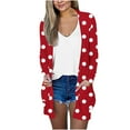 thumbnail image 1 of DDAPJ pyju Women’s Lightweight Cardigans with Pockets,Open Front Long Sleeve Shawl Collar Cardigan Sweater Polka Dot Print Casual Kimono Tops Loose Comfy Thin Coat 2023 Fall Fashion, 1 of 5