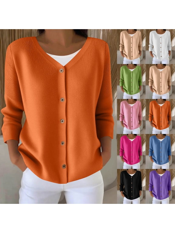 Women's Lightweight V-Neck Cardigan Sweater Soft Knitted Cardigans Button Down Long Sleeve Sweater Coat Blue S