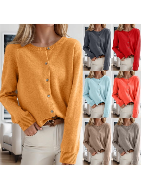 Women's Long Sleeve Cropped Cardigan Sweaters Lightweight Open Front Knit Cardigans Solid Button Down Shrugs for Dresses Dark Gray S