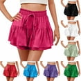 thumbnail image 1 of DDAPJ pyju Women's Pleated Shorts Drawstring High Waisted Ruffle Tennis Skirts Sports Skater Running Skorts with Shorts and Pockets Red S, 1 of 8