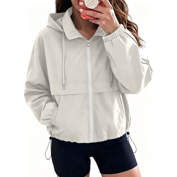 DDAPJ pyju Women's Raincoats Lightweight Waterproof Rain Jackets Adjustable Drawstring Hooded Windbreaker with Pockets for Travel Outdoor Cycling Hiking Running 2XL
