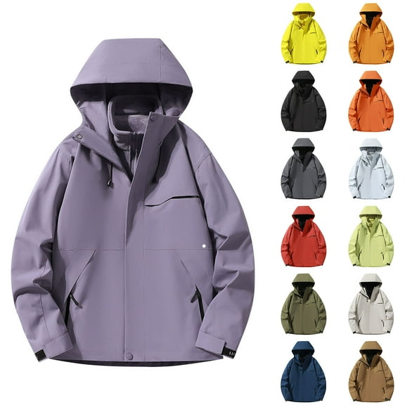 DDAPJ pyju Women's Ski Jacket Waterproof 3 in 1 Winter Coat with Fleece Inner Warm Windproof for Snow Outdoor Hiking Orange M