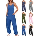 thumbnail image 1 of DDAPJ pyju Women's Sleeveless Jumpsuits Spaghetti Straps Harem Long Pants Summer Beach Overalls with Pockets Sales of The Day Clearance Pink XXL, 1 of 7