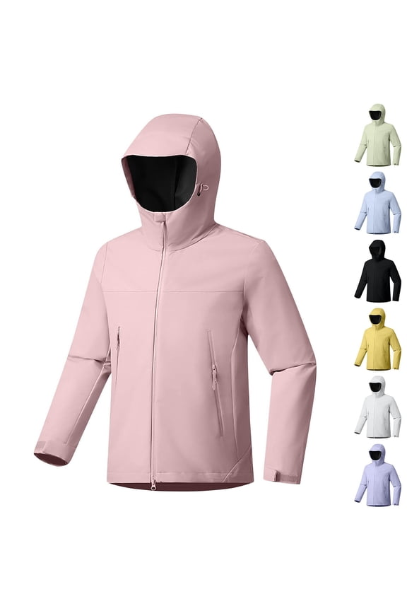 Women's Softshell Jacket Waterproof Rain Jacket Lightweight Zip Up Windbreaker Hooded Raincoats for Outdoor Hiking Running Cycling Yellow M