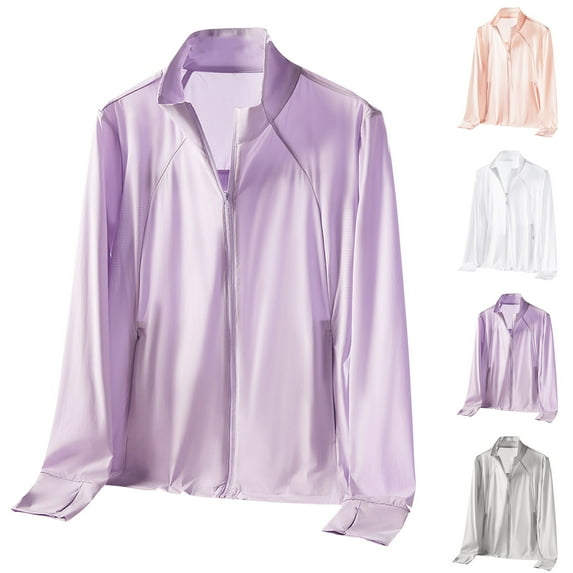 DDAPJ pyju Women's UPF 50+ Sun Protection Jacket Cooling Workout Hiking Shirt for Women Lightweight Breathable Athletic Jackets with Pockets Purple M
