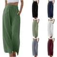 thumbnail image 1 of DDAPJ pyju Women's Wide Leg Cotton Linen Pants,High Waist Adjustable Tie Knot Lounge Trousers, 1 of 5
