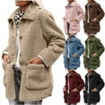 thumbnail image 1 of DDAPJ pyju Women's Winter Coats Long Sleeve Lapel Button Down Fleece Jackets Fuzzy Warm Sherpa Jacket Casual Trendy Outerwear Navy M, 1 of 9