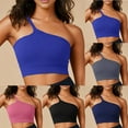 thumbnail image 1 of DDAPJ pyju Women's Workout Sports Bras One Shoulder Asymmetrical Bra Fitness Training Gym Yoga Crop Tank Top Sales of Today Blue XL, 1 of 5