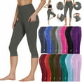 thumbnail image 1 of DDAPJ pyju Women's Yoga Pants with Pockets High Waisted Capri Leggings Tummy Control Workout Cycling Pants Limited Time Sales Light Blue XXL, 1 of 7