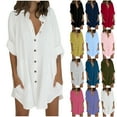 thumbnail image 1 of DDAPJ pyju Womens 3/4 Sleeve Button Down Shirts 2025 Spring Fall Solid Casual Cotton Linen Tops Lightweight Comfy Home Blouse Tees Limited Time Sales Navy XXL, 1 of 6