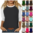 thumbnail image 1 of DDAPJ pyju Womens 3/4 Sleeve T-shirts Color Block Casual Round Neck Blouse Shirt Raglan Baseball Tees Lightweight Exercise Tops Light Blue XL, 1 of 6